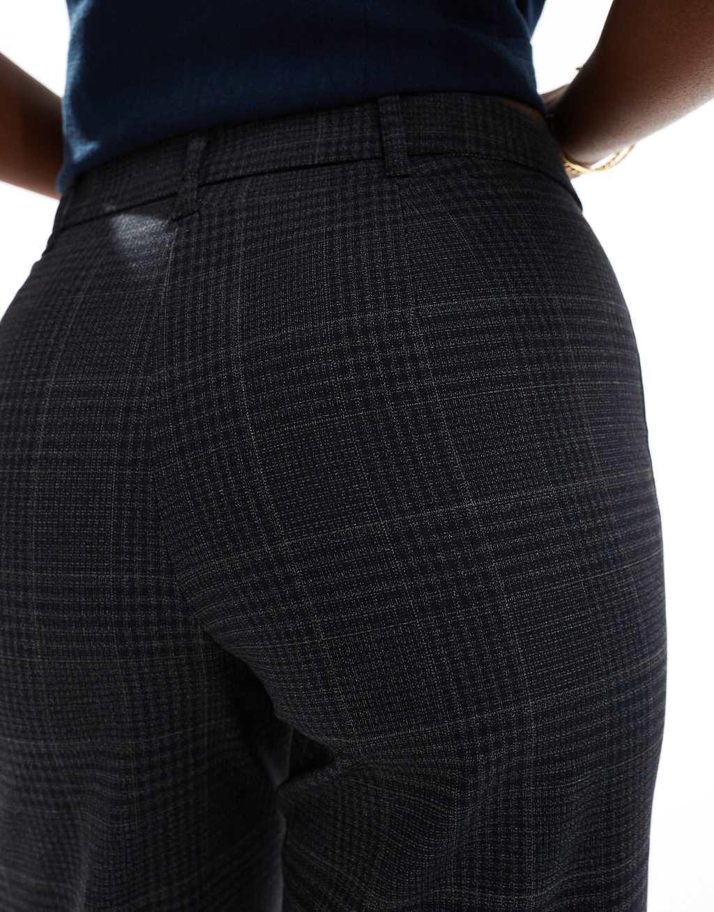 Bershka wide leg tailored pants in gray check Product Image