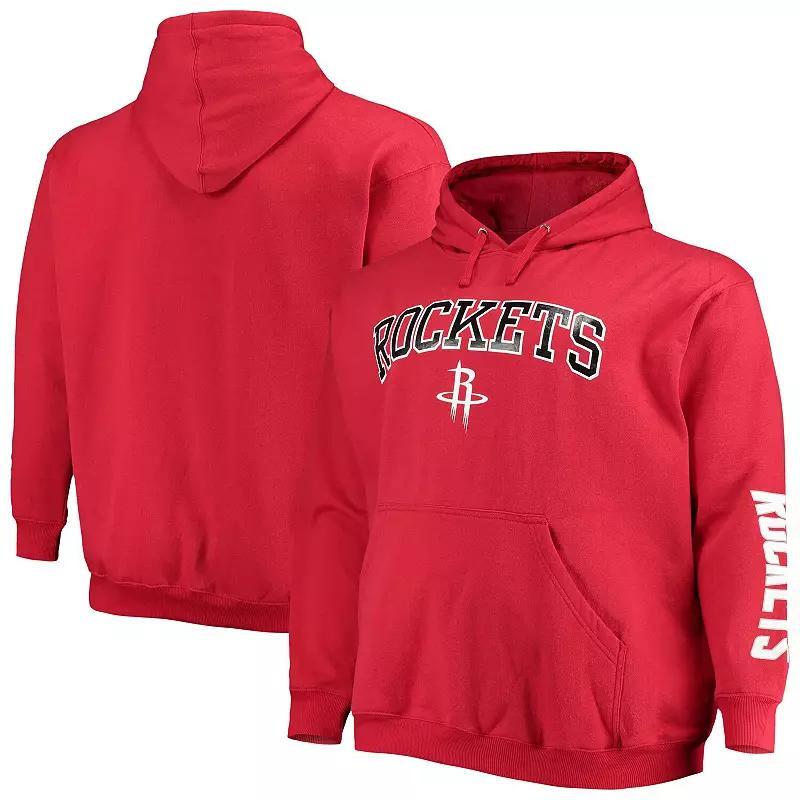 Men's Fanatics Branded Red Houston Rockets Big & Tall Team Wordmark Pullover Hoodie, Size: 2XB Product Image
