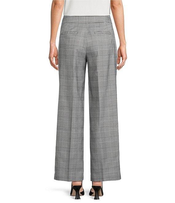Kasper Plaid Flat Front Mid Rise Wide Leg Pants Product Image