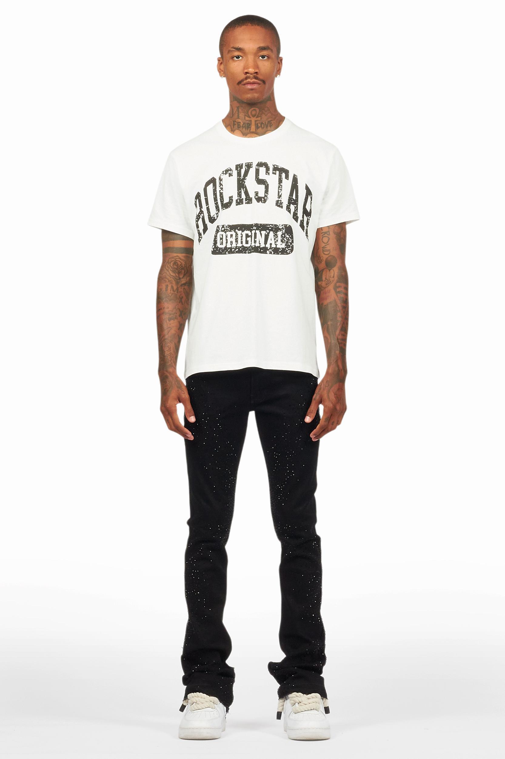 Carti Black Rhinestone Stacked Flare Jean Male Product Image