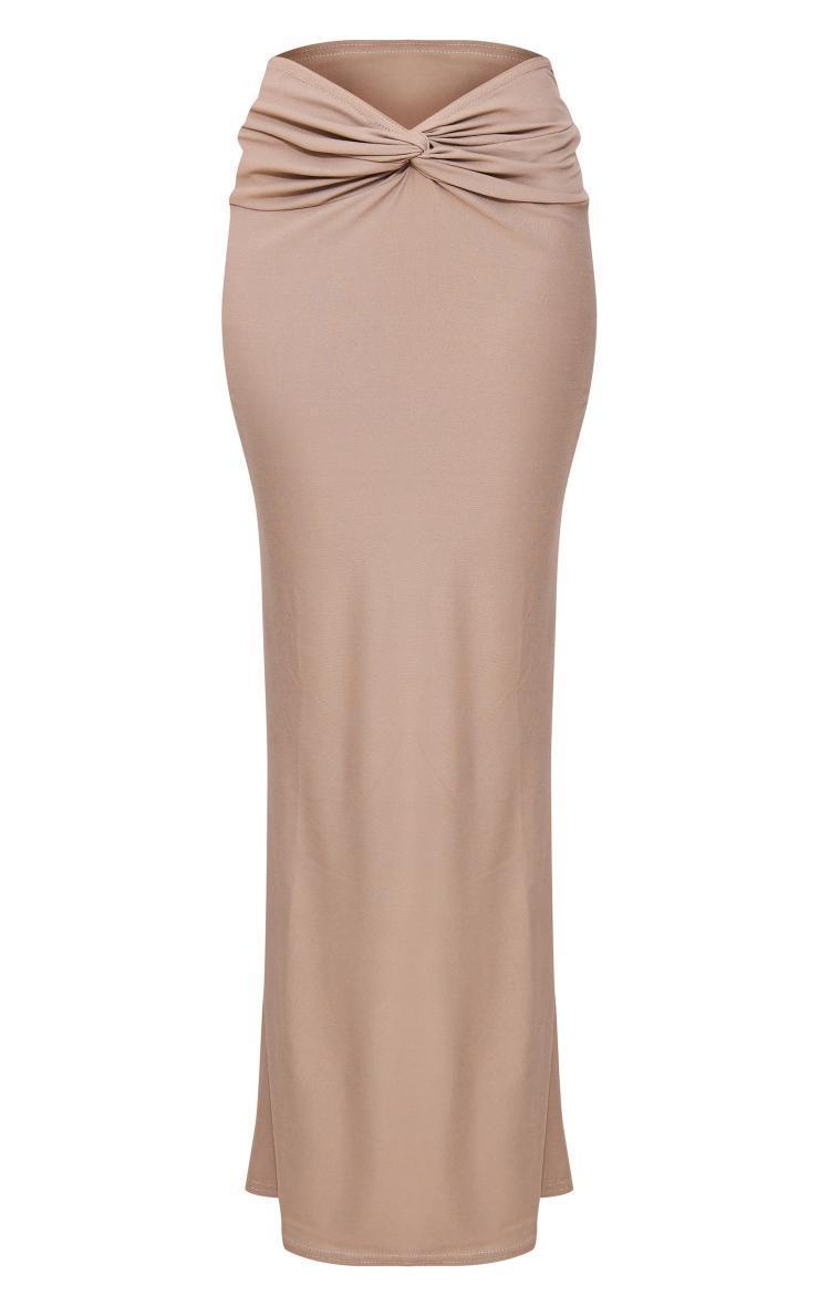 Taupe Soft Touch Knot Front Midaxi Skirt Product Image