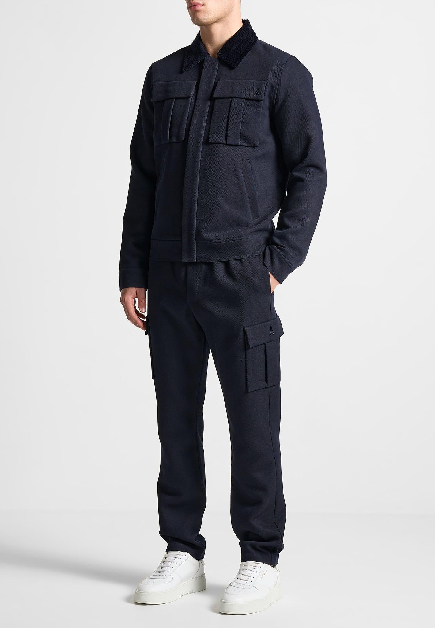 Twill Cargo Regular Fit Pants - Navy Male Product Image