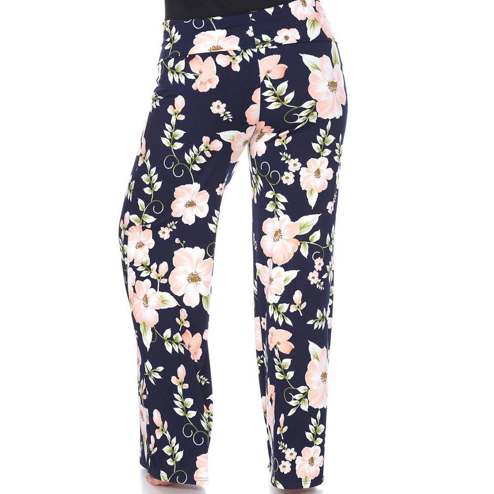Women's Plus Size Floral Printed Palazzo Pants - White Mark Product Image