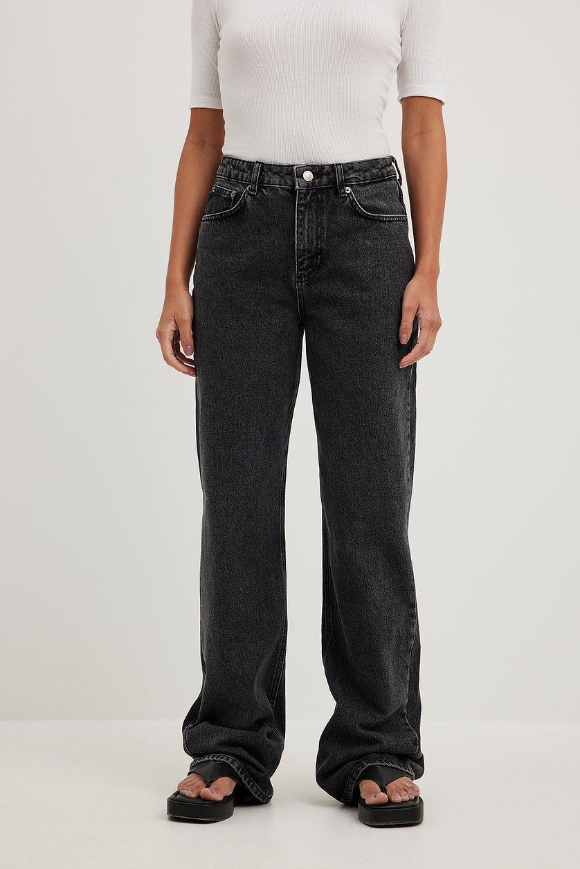 Straight Mid Waist Jeans Grey Product Image