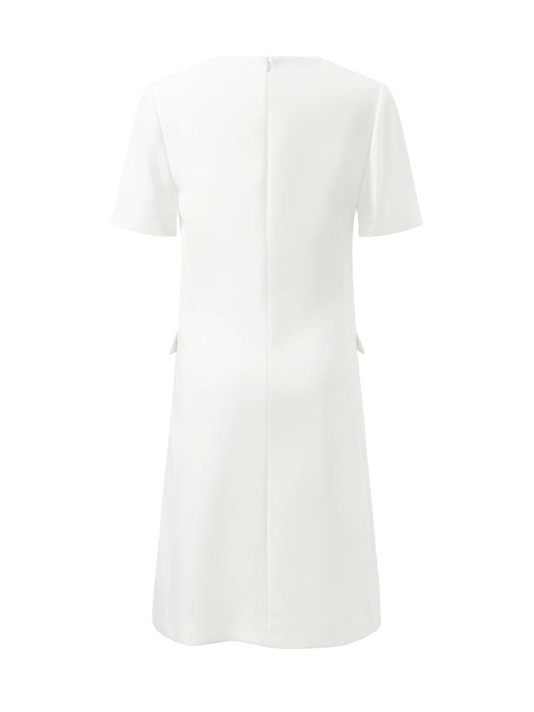 Triacetate Square Neck Double-Breasted Women Mini Dress Product Image