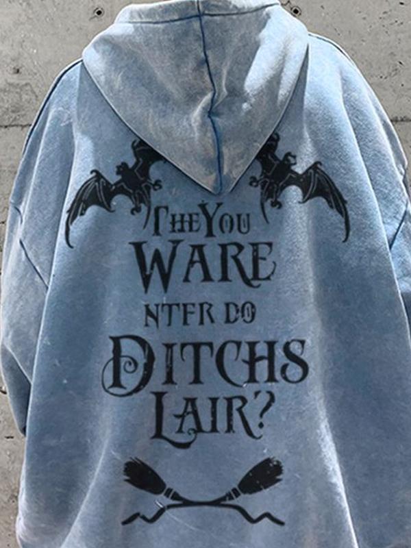 Men's Distressed Washed Print Oversized Hoodie Product Image