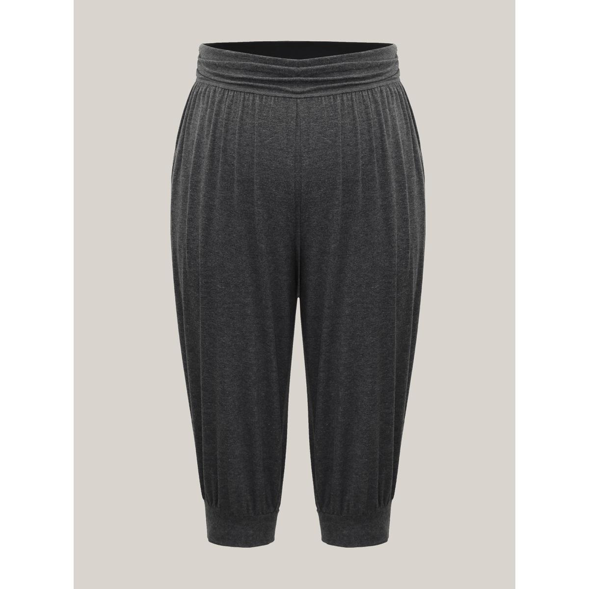 Plus Size Heather Stretchy Hem Active Jogger Pants Women DimGray Casual Mid Rise Everyday-Casual Pants BloomChic 10/M Product Image