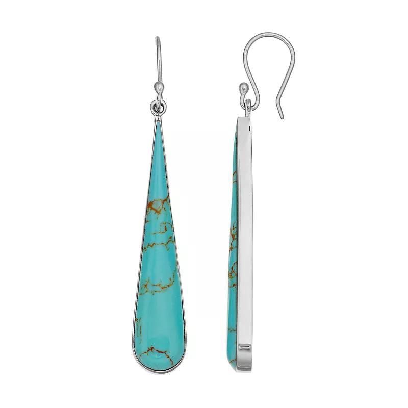 Sterling Silver Simulated Turquoise Teardrop Earrings, Women's, Blue Product Image