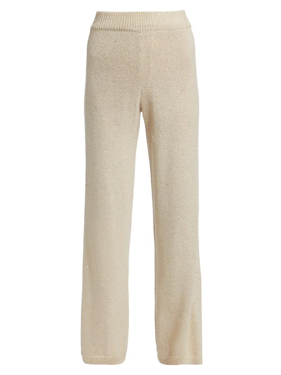Womens Sequined Knit Wide-Leg Pants Product Image
