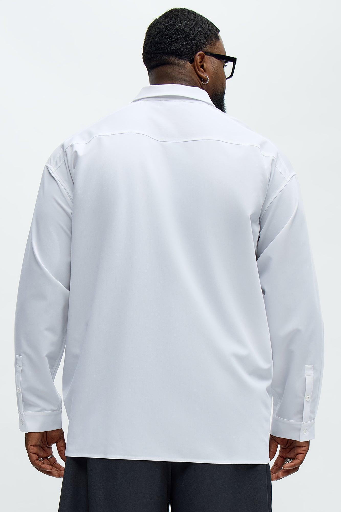 Oversized Relaxed Chateau Long Sleeve Button Up Shirt - White/combo Male Product Image