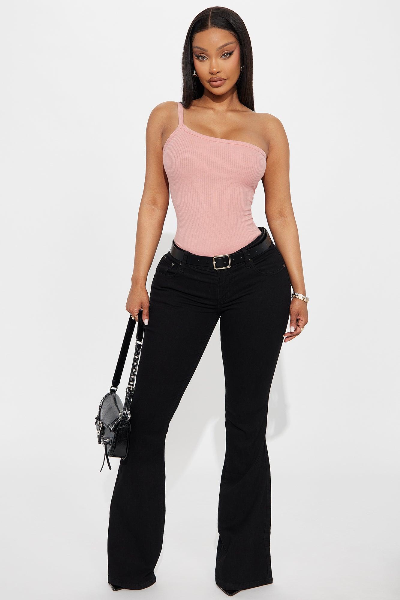 Camille One Shoulder Tank Top - Rose Product Image