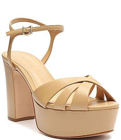 Schutz Womens Keefa Crossover High Heel Platform Sandals Product Image