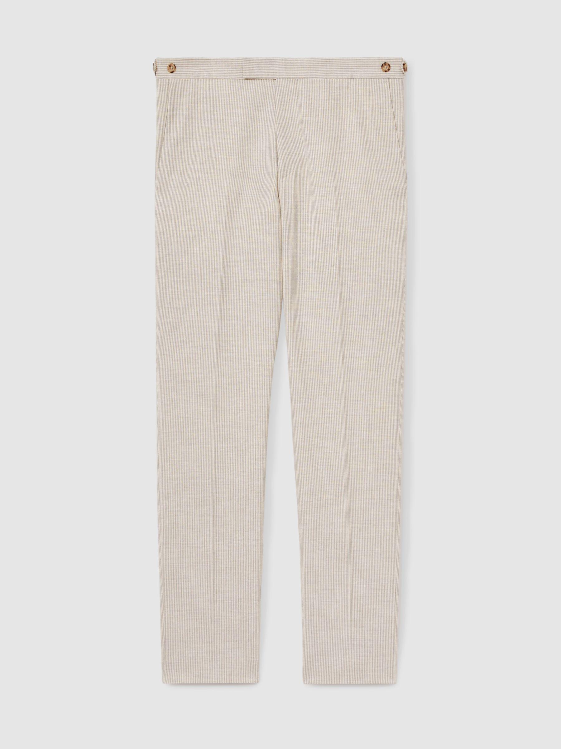 Slim-Fit Pinstripe Suit Trousers in Oatmeal/White Product Image