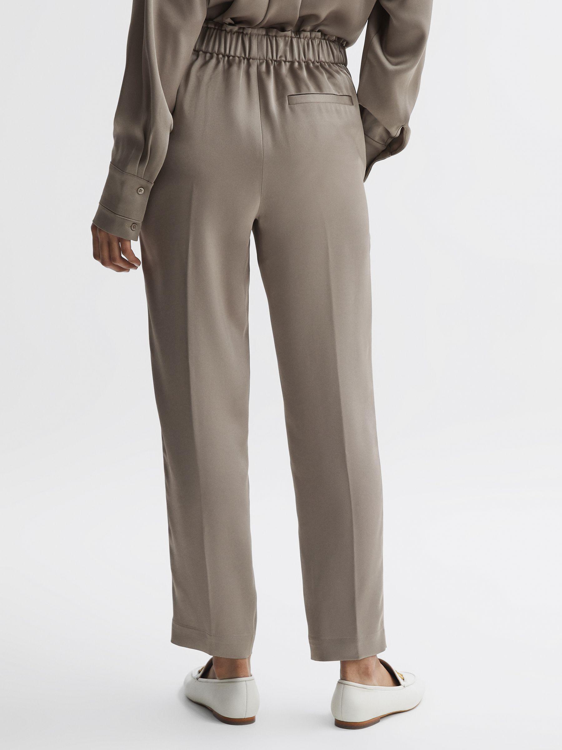 Satin Elasticated Tapered Trousers in Mink Product Image
