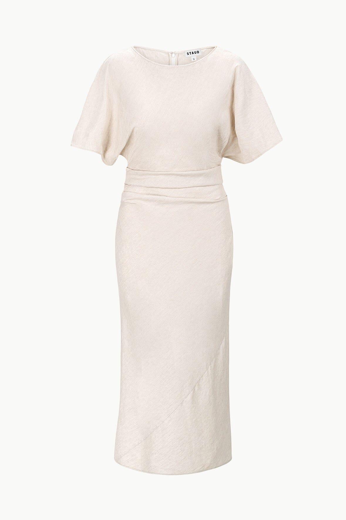 AMELIE LINEN MIDI DRESS | NATURAL Product Image