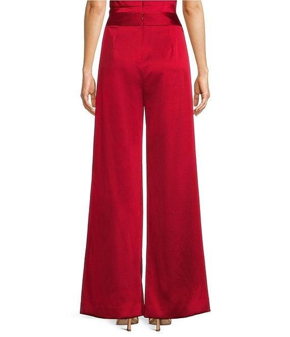 Muse by Marchesa Petunia Satin High Rise Flat Front Wide Leg Full Length Coordinating Pant Product Image