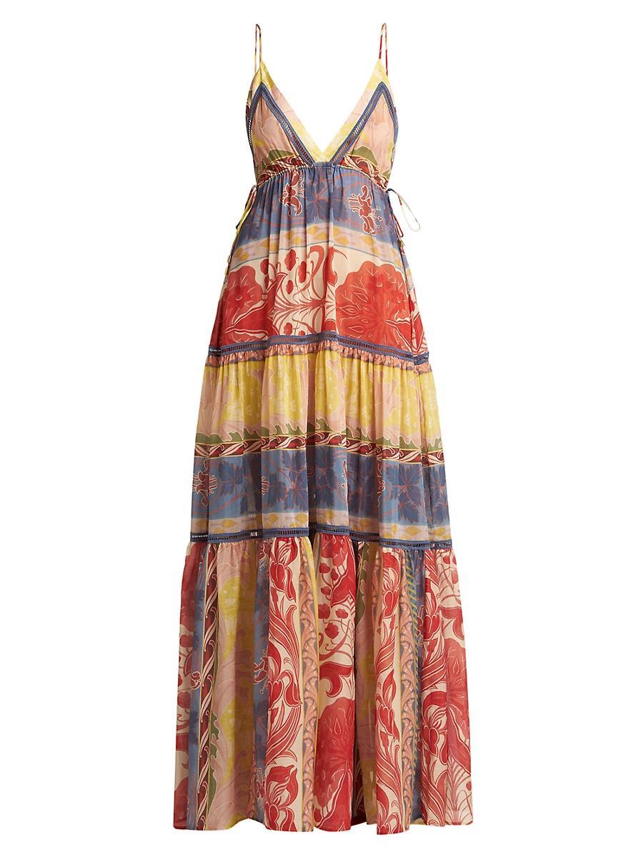 Womens Patchwork Tiered Long Dress Product Image