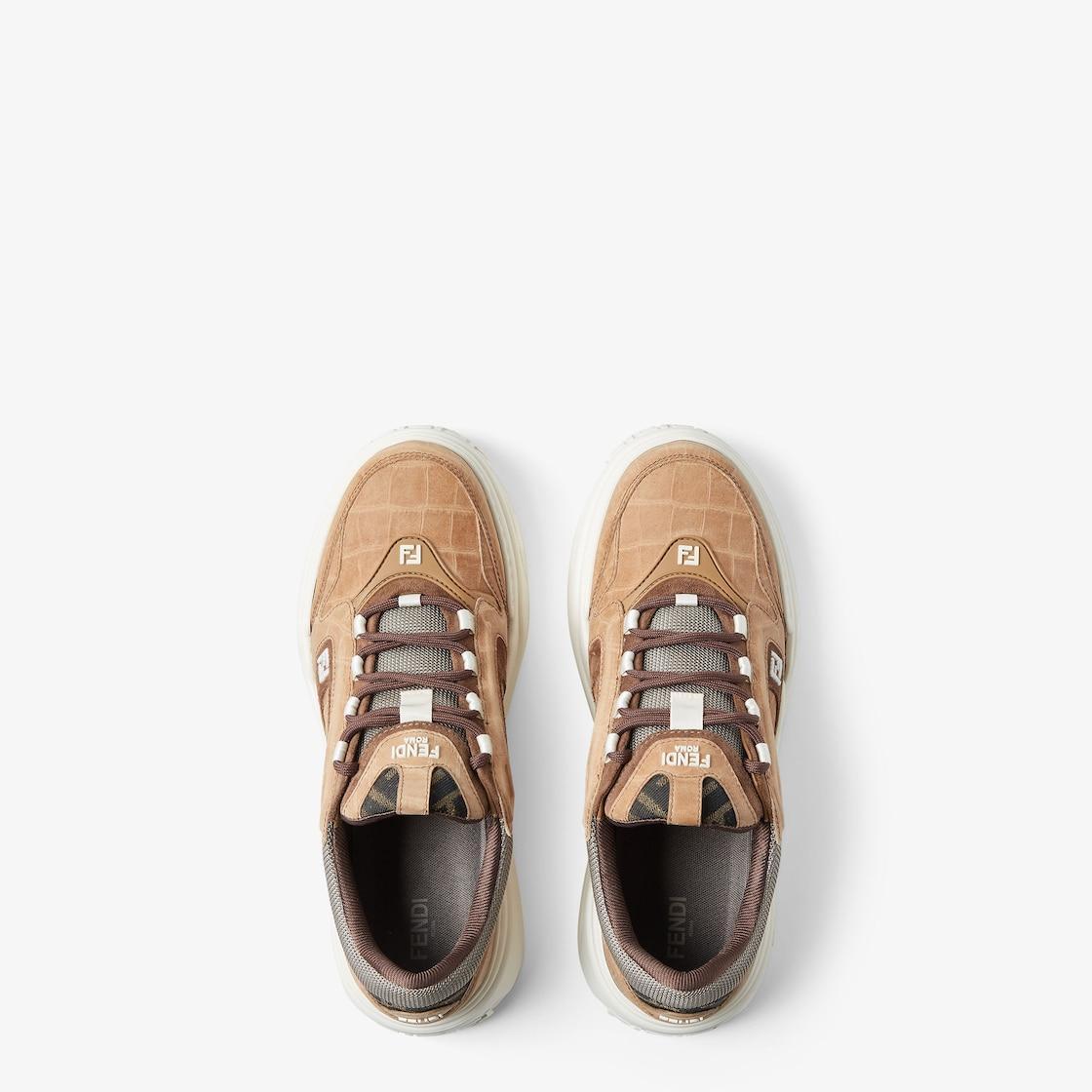 Fendi Force sneakers Beige leather low-tops Product Image