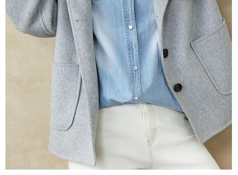 Plain Hood Button Short Coat Product Image
