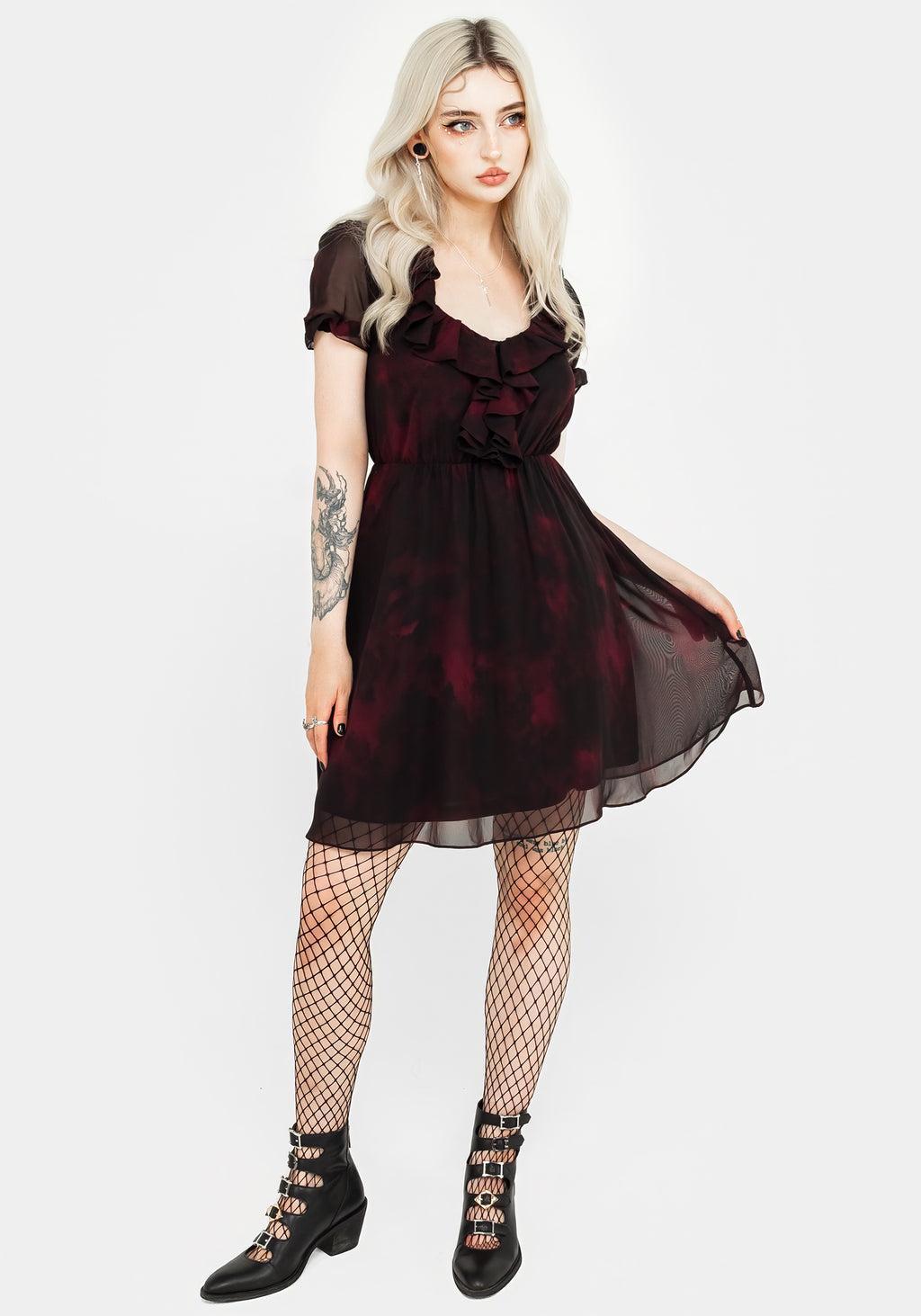 Vesta Chiffon Ruffle Mini Dress Product Image
