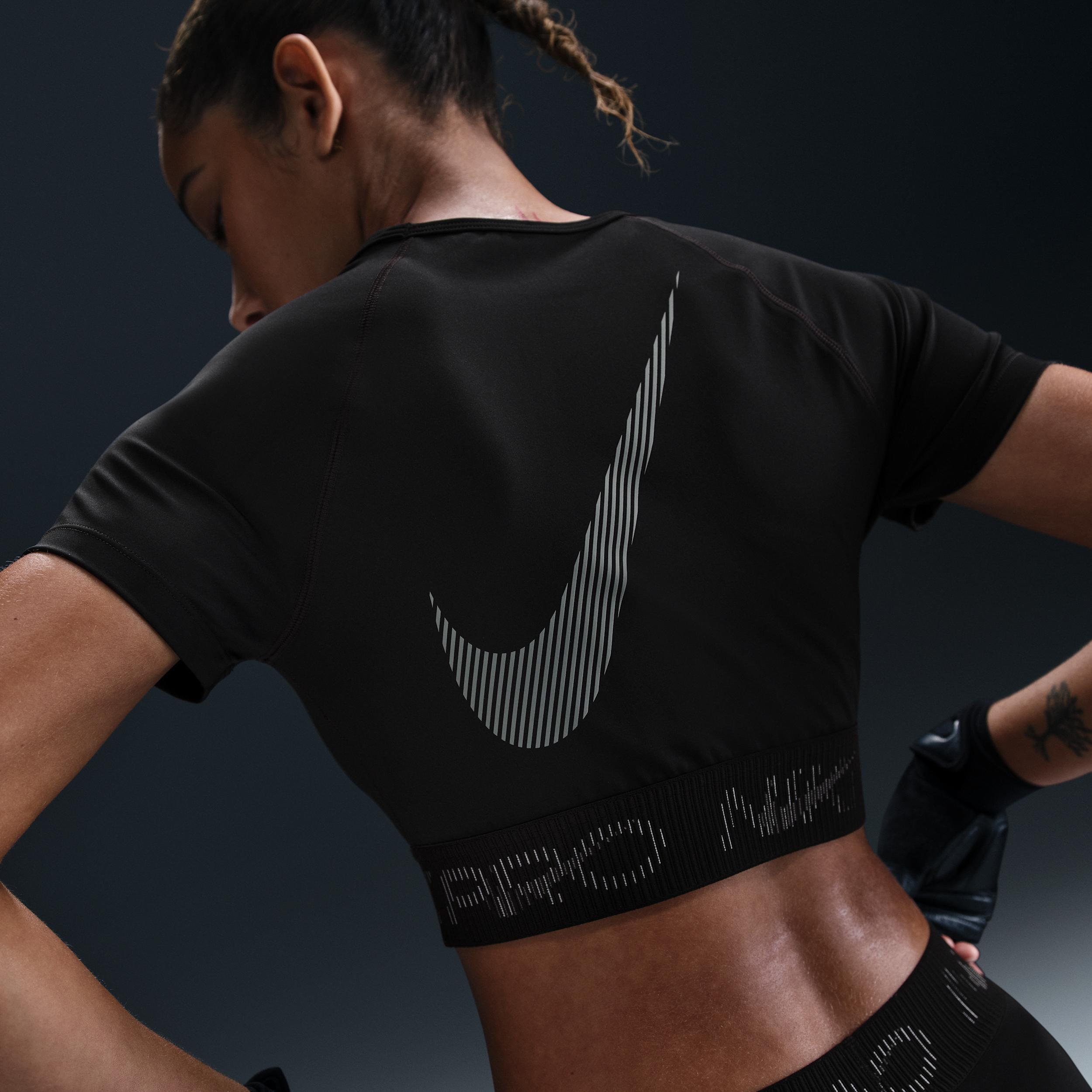 Nike Pro Women's Dri-FIT Short-Sleeve Cropped Graphic Top Product Image