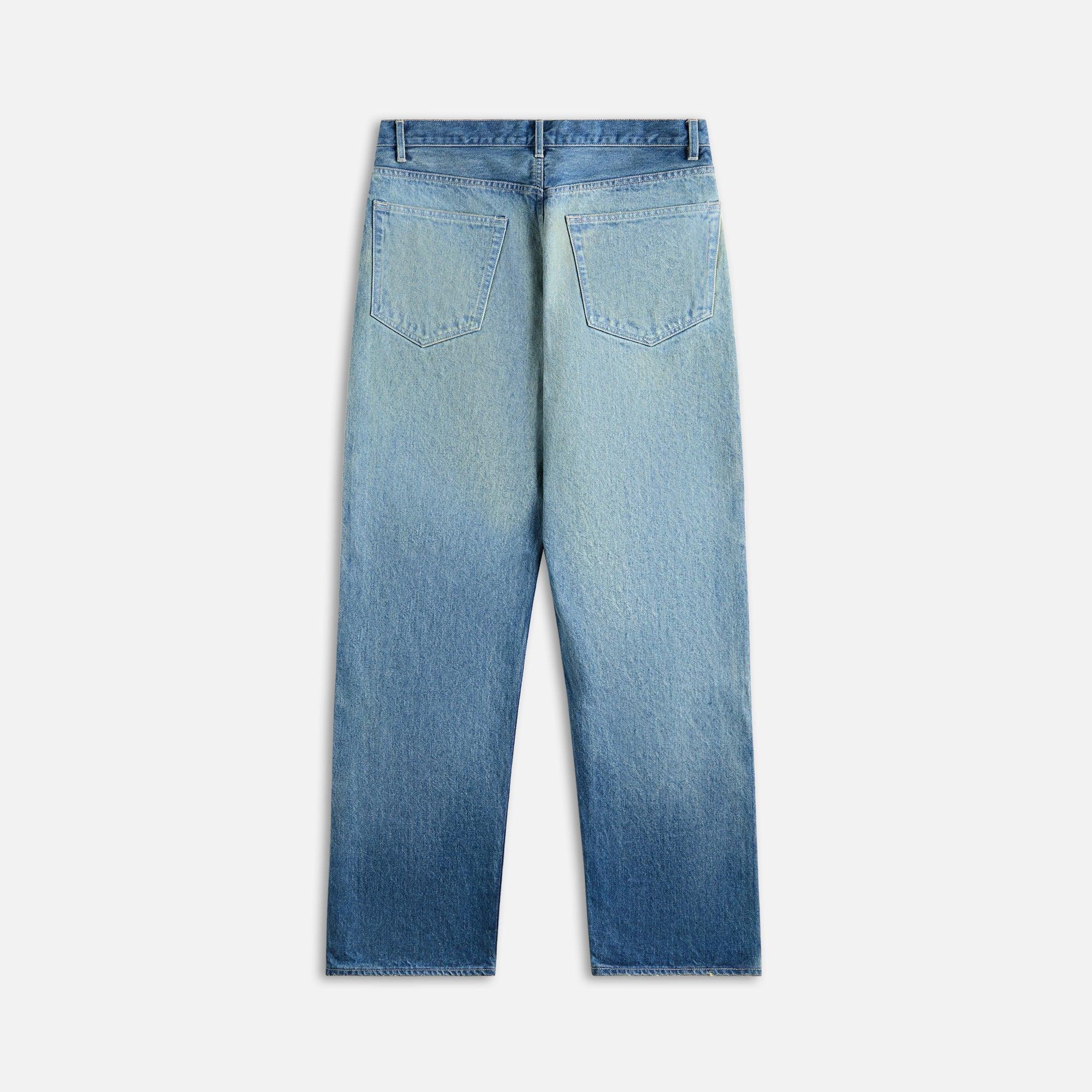 Auralee Selvedge Faded Heavy Denim Wide Pants - Faded Indigo Male Product Image