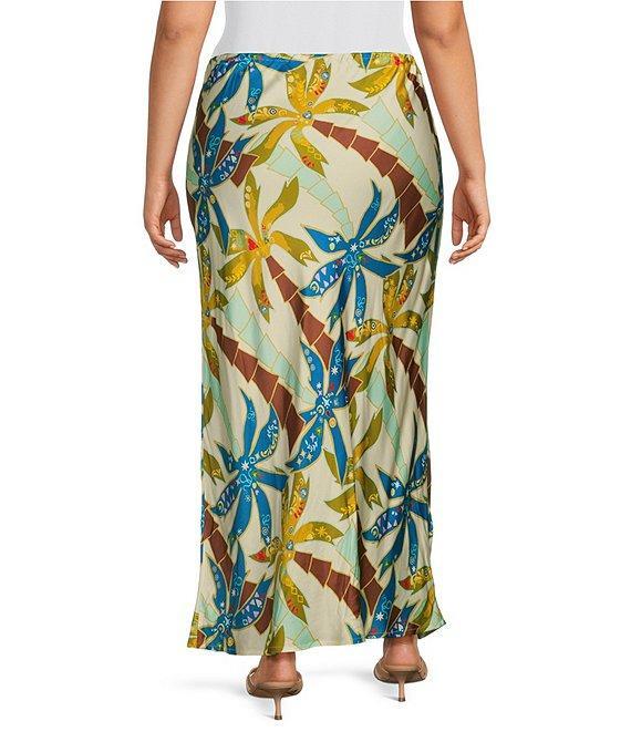Never Fully Dressed Plus Size Dorris Tropical Palm Print Maxi Skirt Product Image