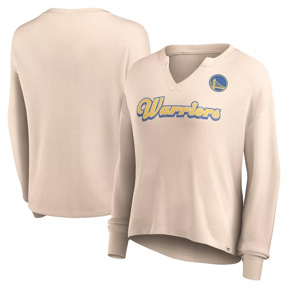 Women's Fanatics Branded Tan Golden State Warriors Go For It Long Sleeve Notch Neck T-Shirt, Size: Small, Team Product Image