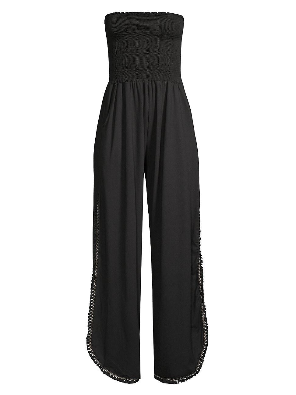 Womens Harriet Tassel-Trimmed Smocked Jumpsuit Product Image