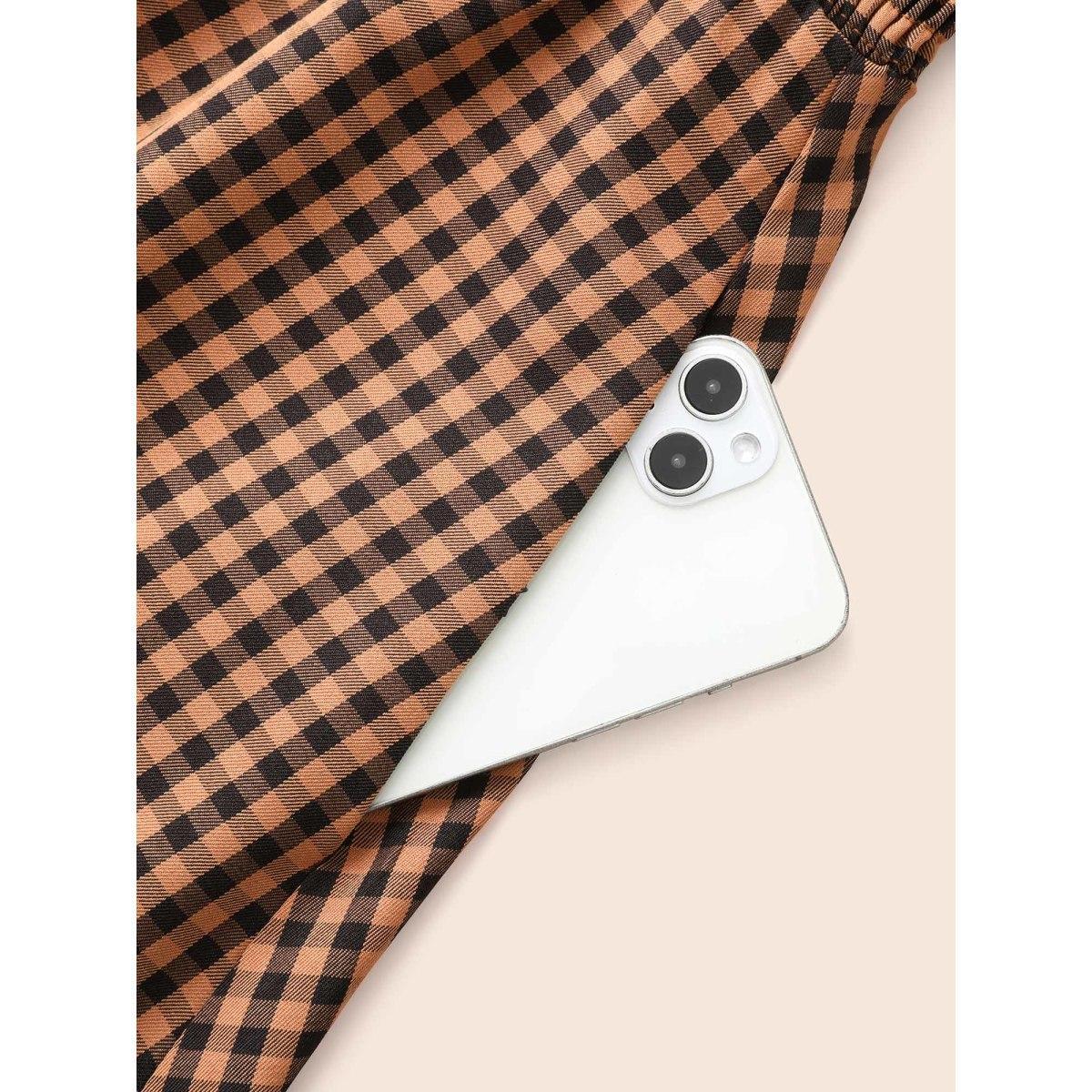 Plus Size Cami Pumpkin Color Grid Waist Midi Dress Brightorange Women Cocktail Shirred Party Curvy Bloomchic 26/4X Product Image