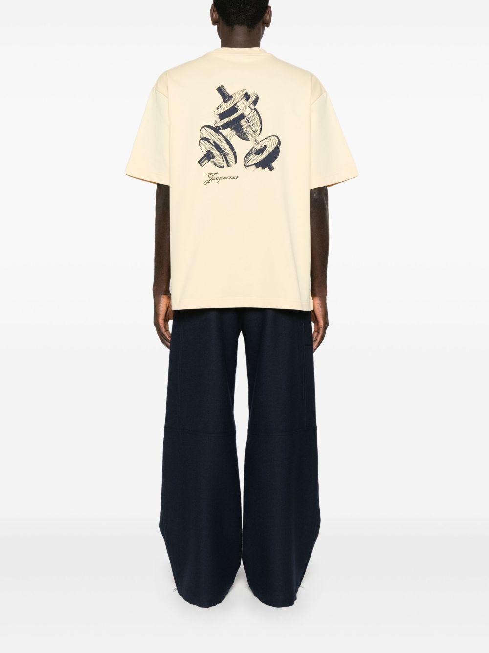 JACQUEMUS Yellow T-shirt With Logo On The Front And Print On The Back In Multicolor Product Image