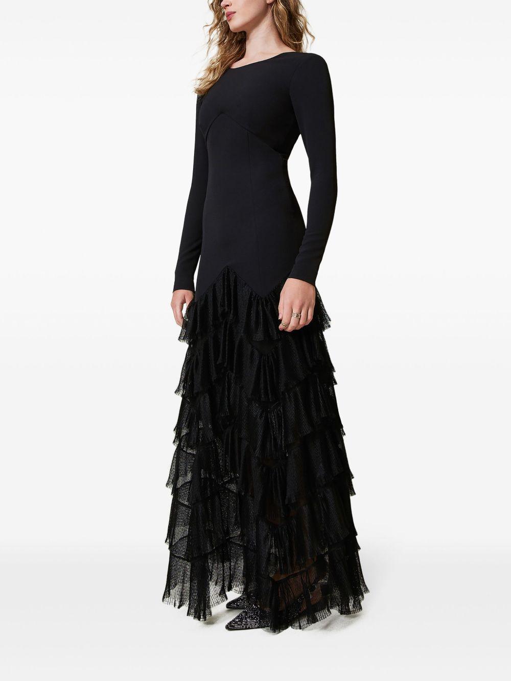 pleated tulle flounces maxi dress Product Image