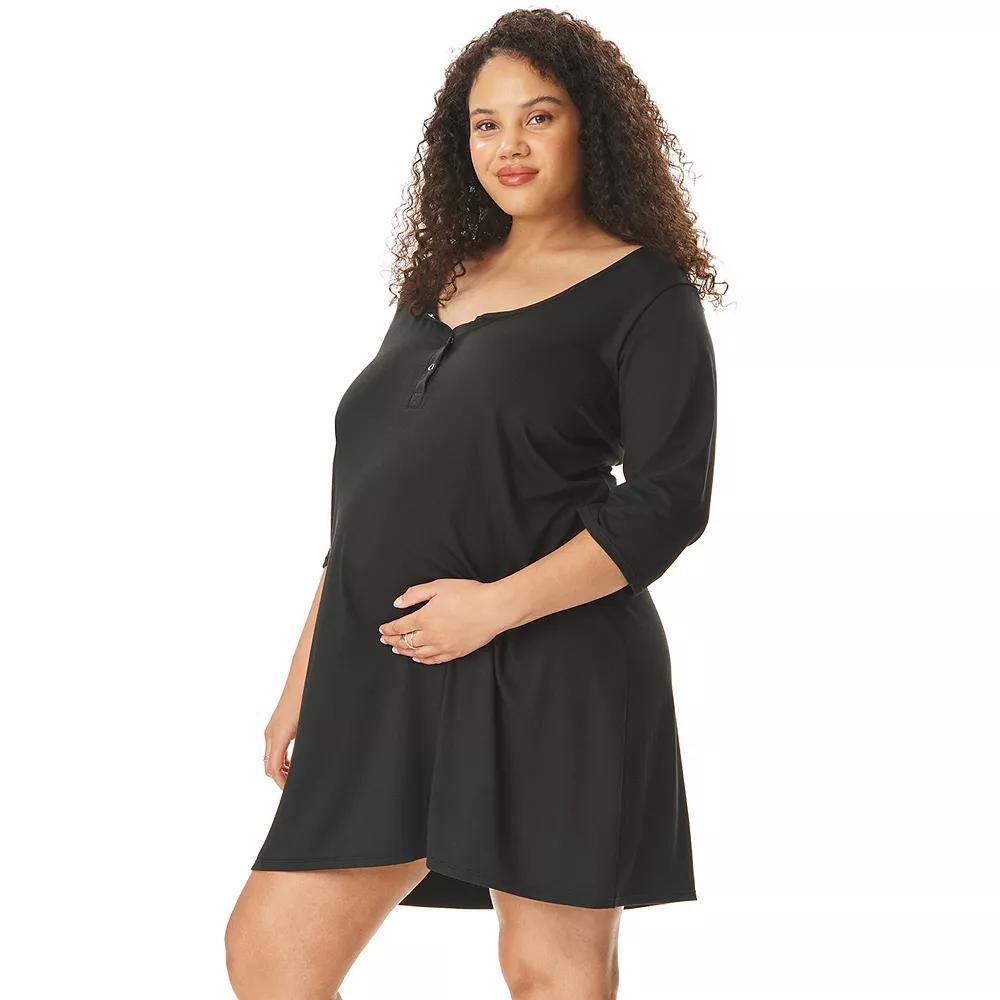 Maternity Motherhood Henley Chemise Sleep Dress, Womens Product Image