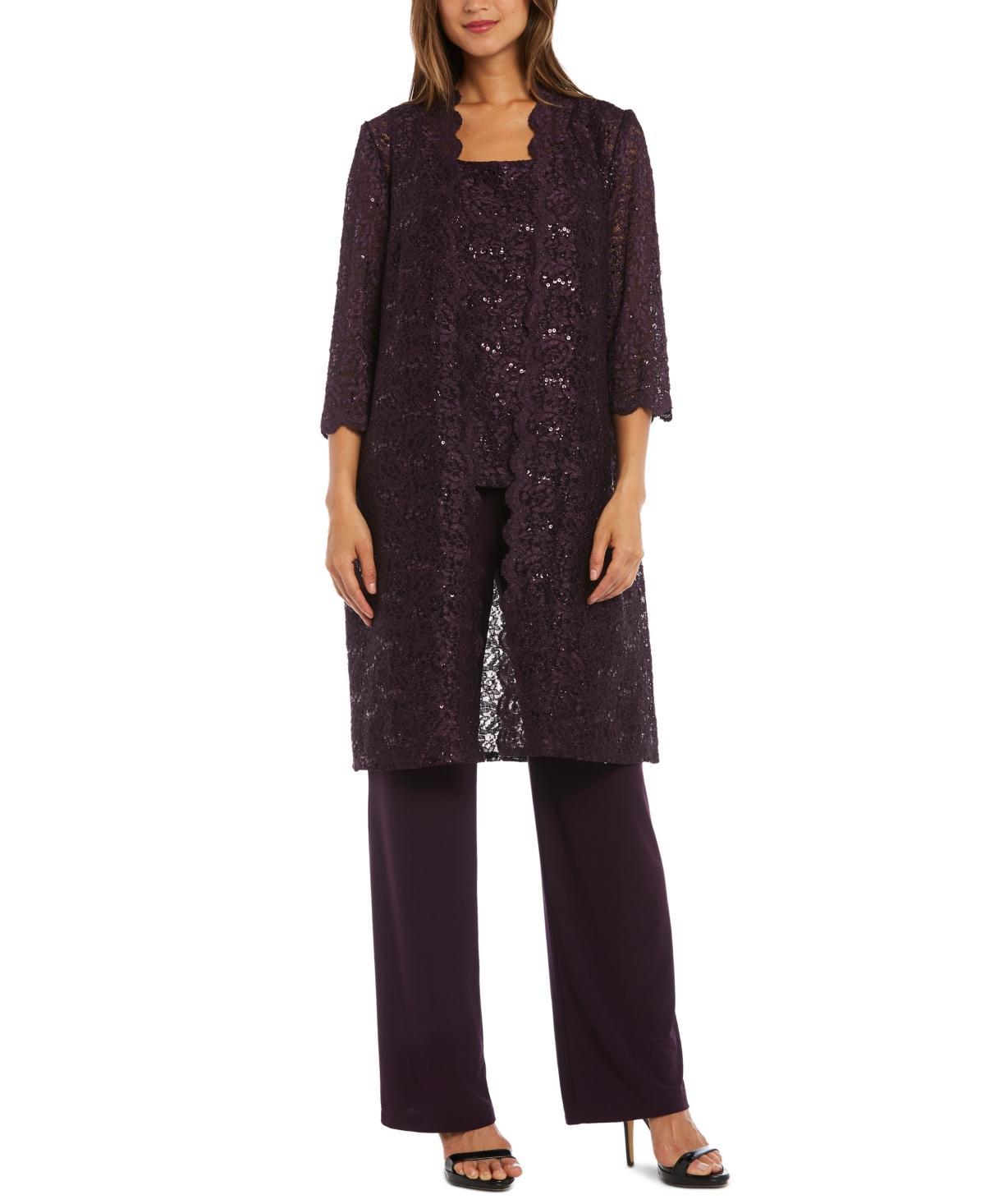 R  M Richards Petite Size Scalloped Glitter Lace Duster Stretch 3 Product Image
