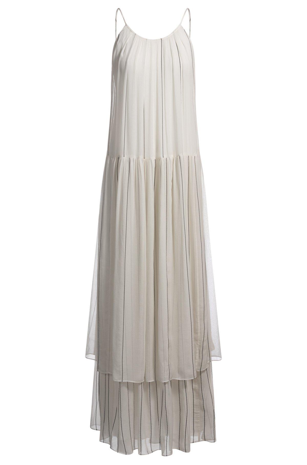 BOSS - Tiered striped dress with silk - Patterned Product Image