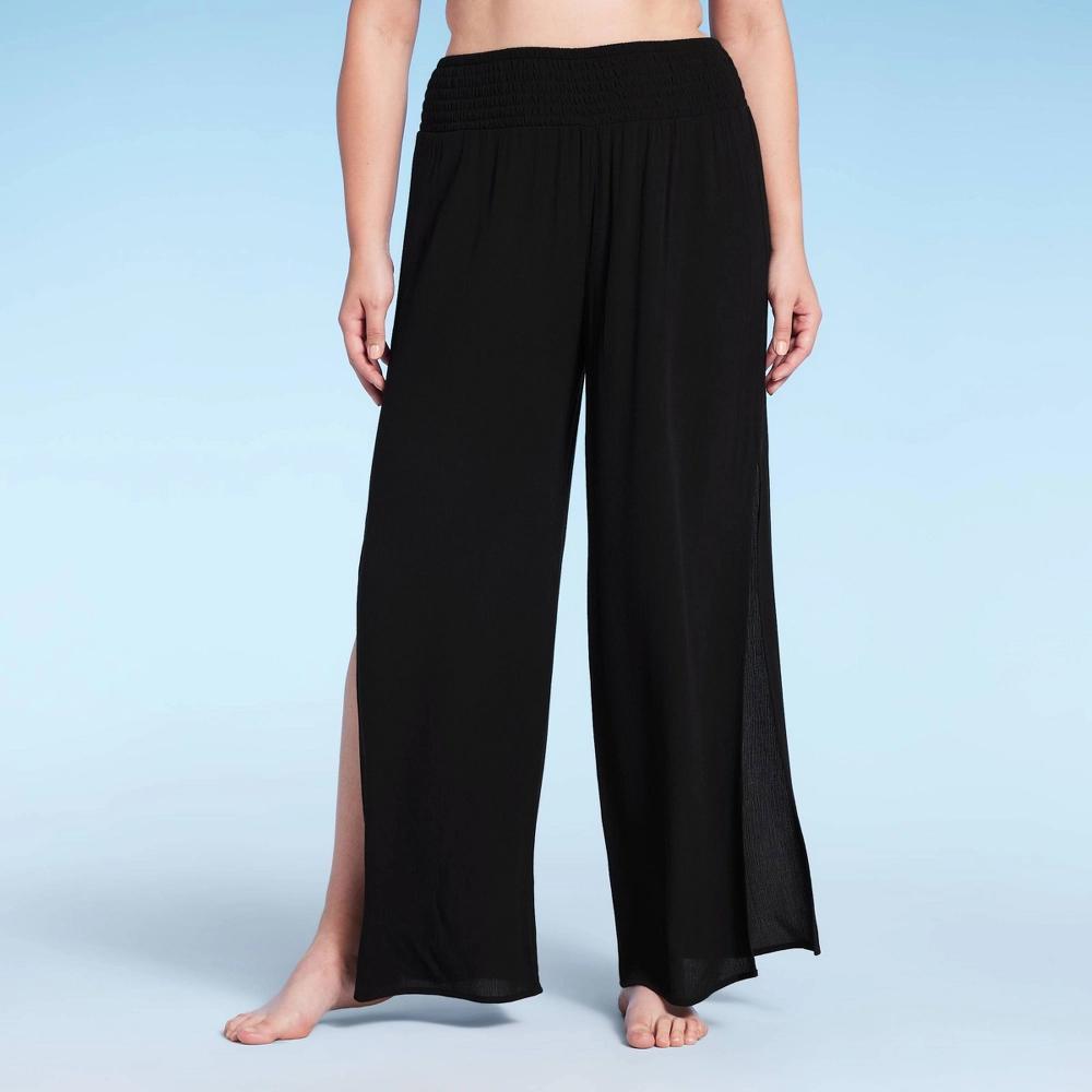 Women's Smocked Waist Side Slit Cover Up Pants - Shade & Shore™ Product Image