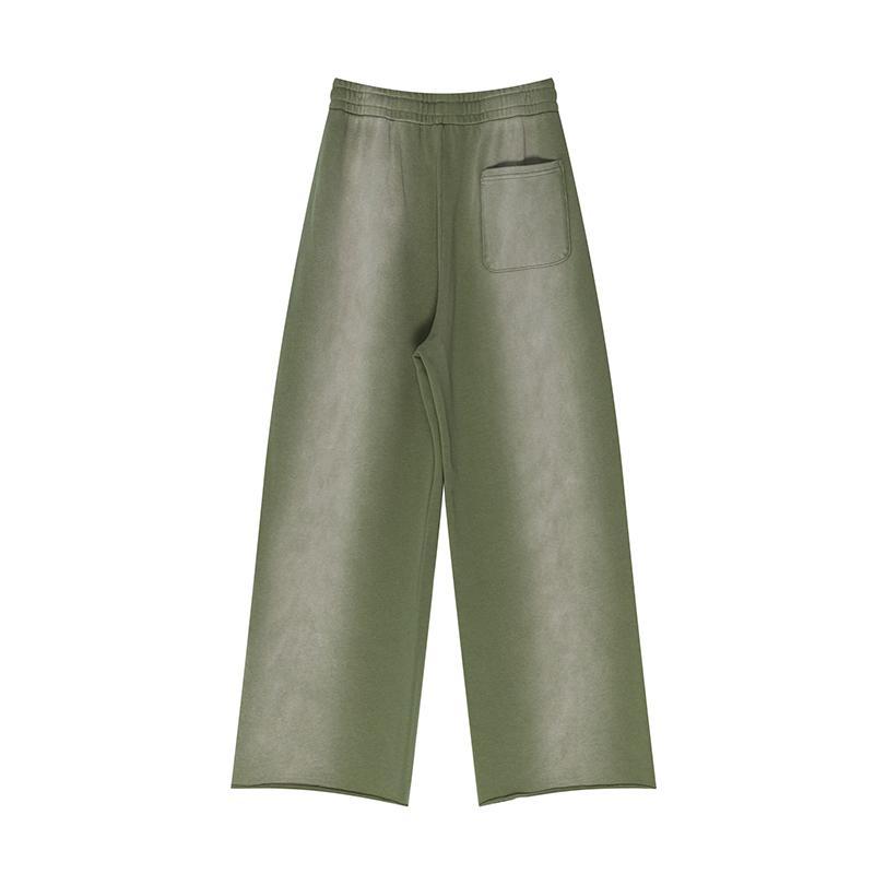 Vintage Washed Ragged-hem Wide-leg Sweatpants Product Image