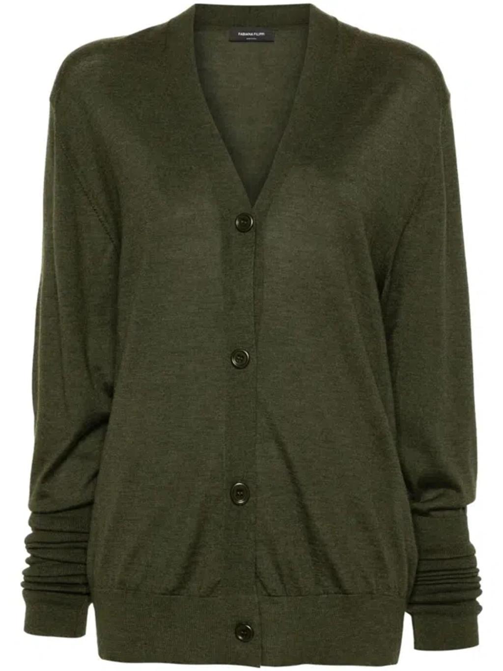 FABIANA FILIPPI V-neck Cardigan In Green Product Image