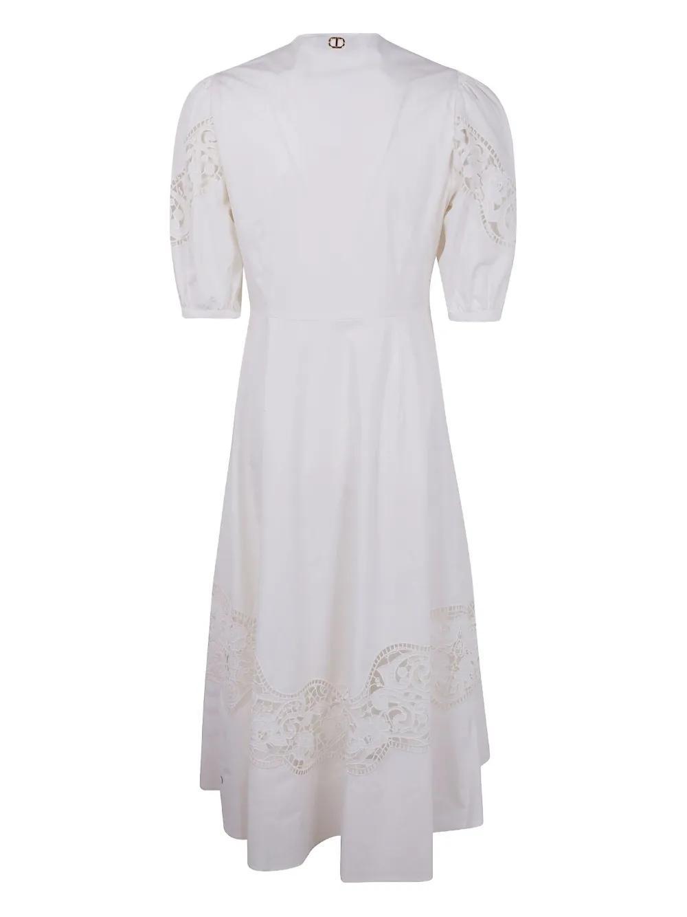 lace-detail puffed-sleeve dress Product Image
