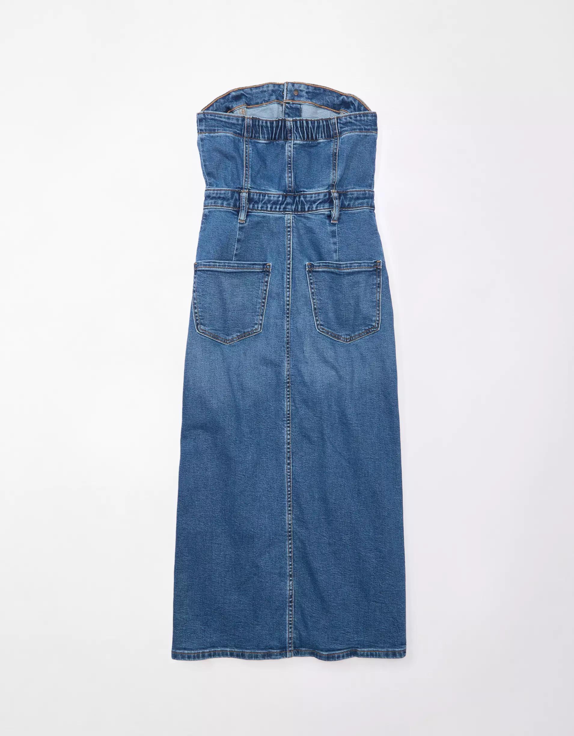AE Denim Tube Top Midi Dress Product Image