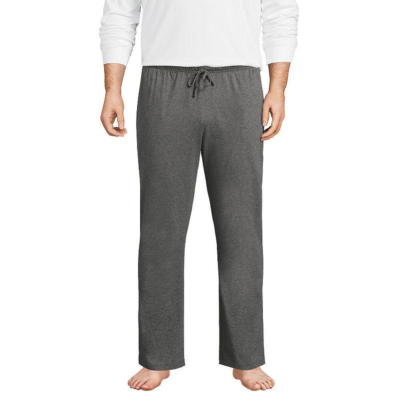 Big & Tall Lands End Knit Jersey Sleep Pants, Mens Grey Heather Product Image