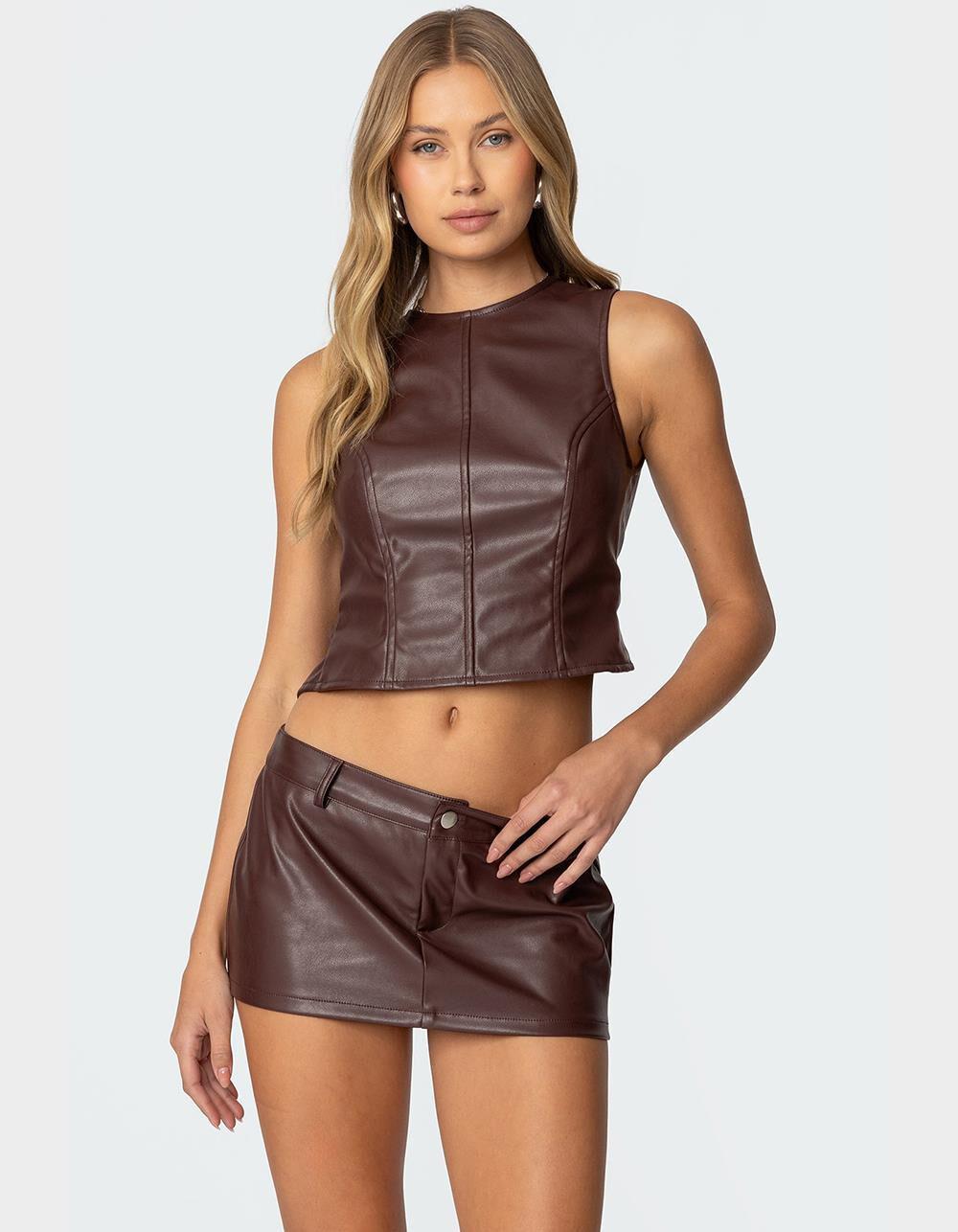 EDIKTED Frances Backless Faux Leather Top Product Image