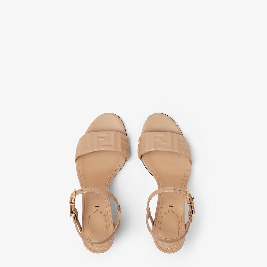 DelfinaBeige leather medium-heeled sandals Product Image