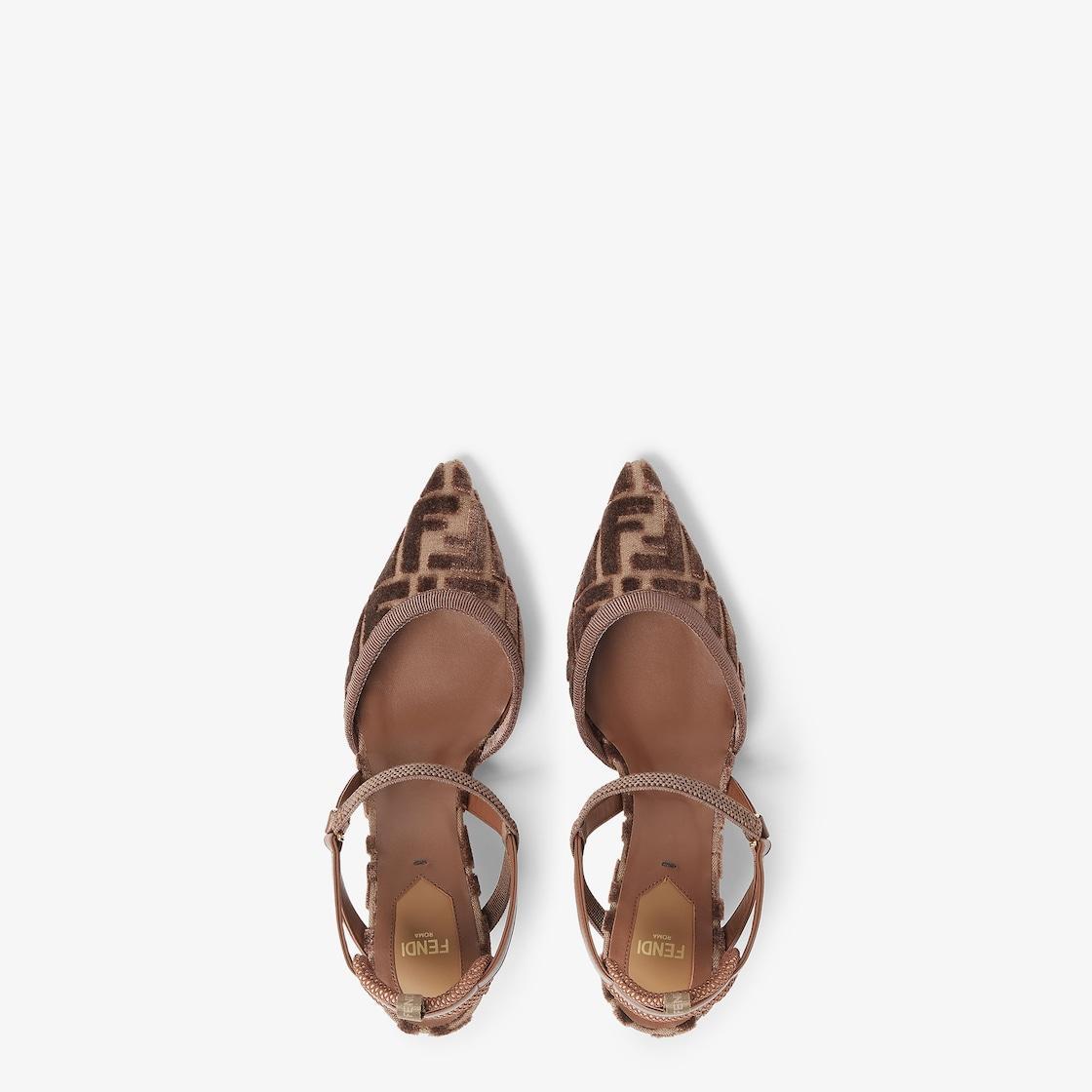 Colibrì LiteMedium-heeled slingbacks in brown FF fabric Product Image