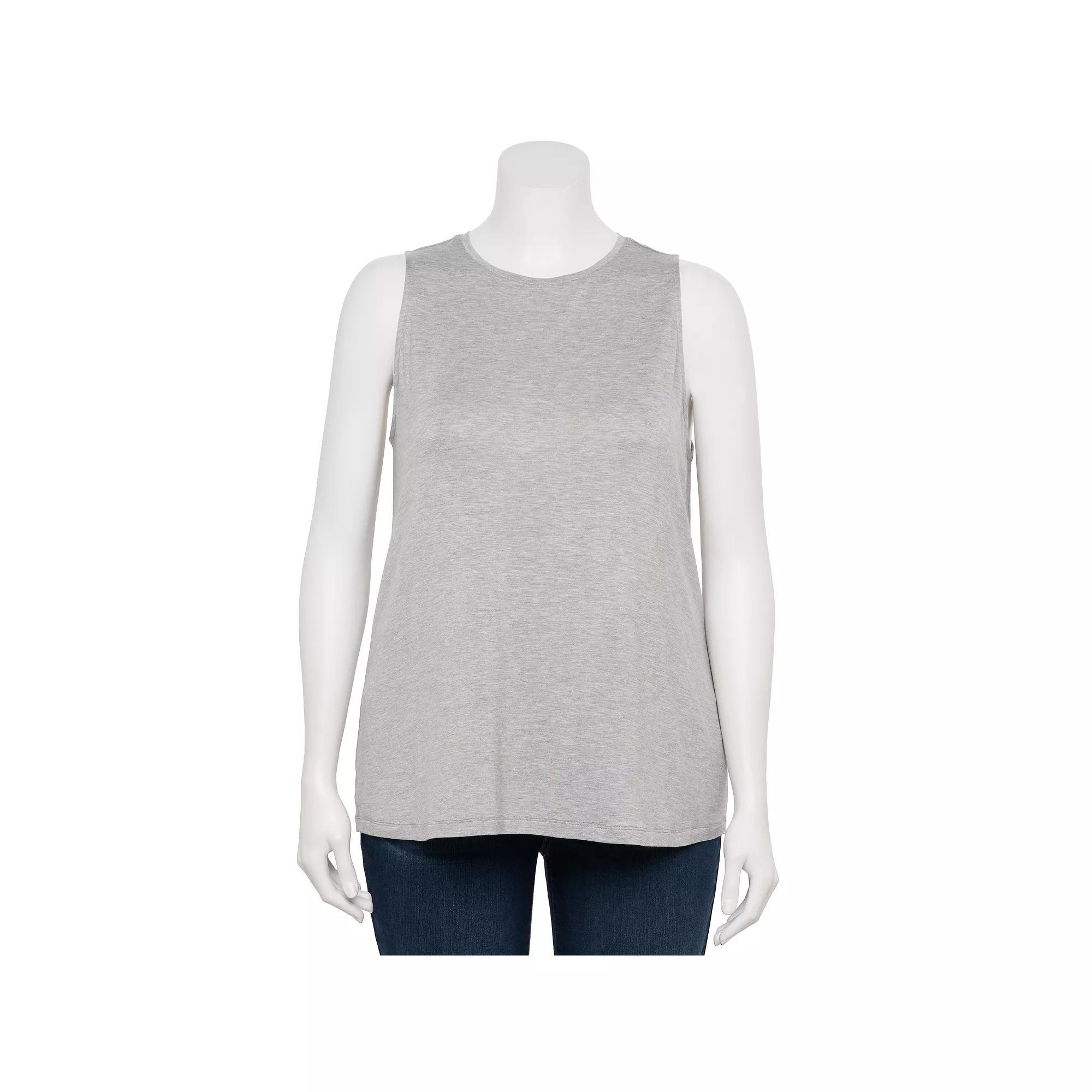 Plus Size Nine West Essential Easy High-Neck Tank, Women's, Size: 4XL, Gray Fox Grey Product Image