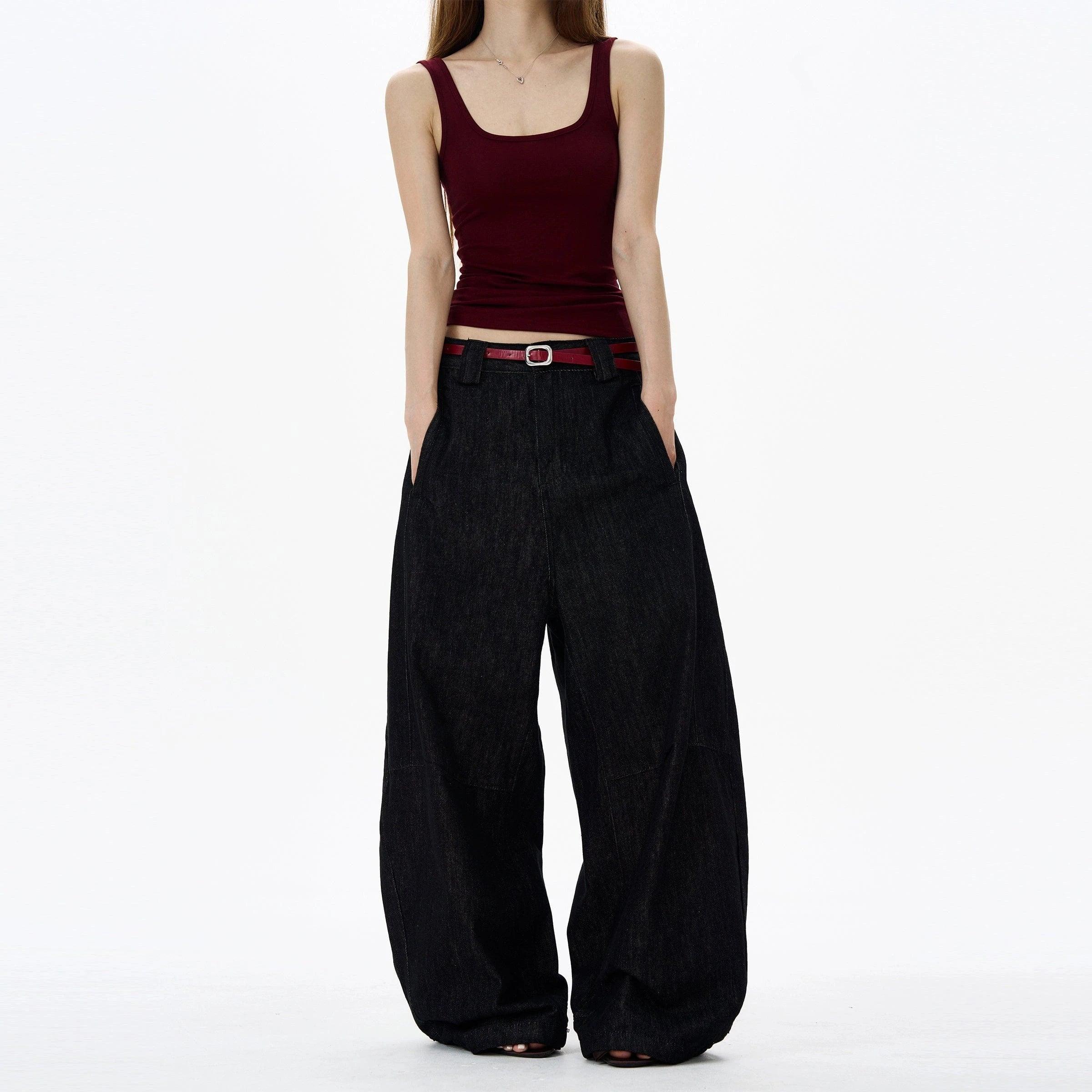 RT No. 18194 BLACK MACHETE STRAIGHT DENIM JEANS Product Image