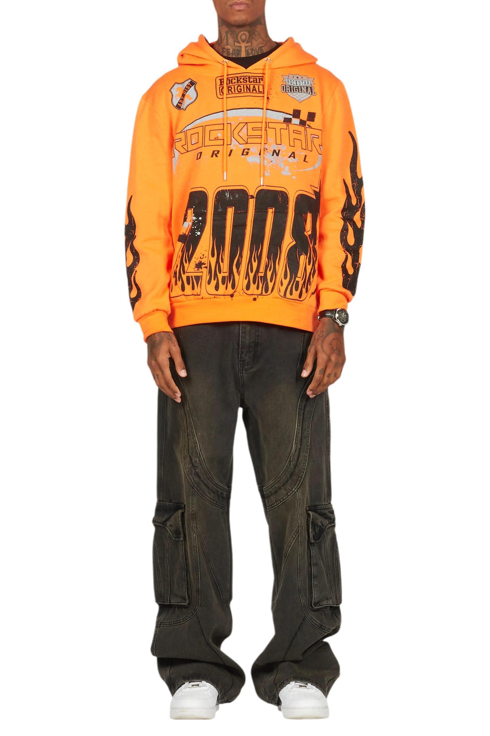 Amos Orange Graphic Hoodie Male Product Image