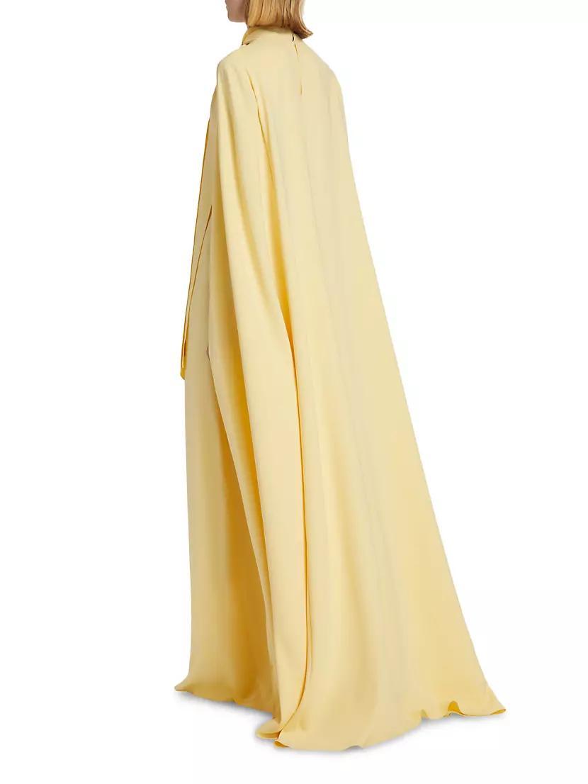Silk Tie-Neck Cape Gown Product Image