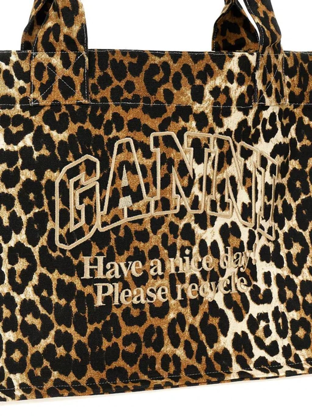 large leopard-print canvas tote bag Product Image