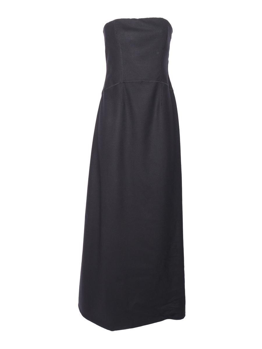 ALBERTA FERRETTI Strapless Pleated Flared Dress In Black Product Image